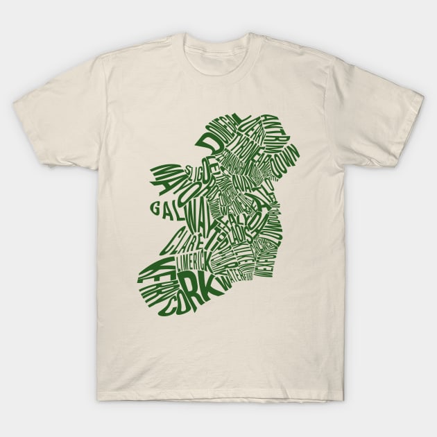 Counties of Ireland - Green T-Shirt by downformytown